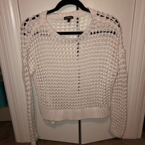 White cropped holey sweater (Express)